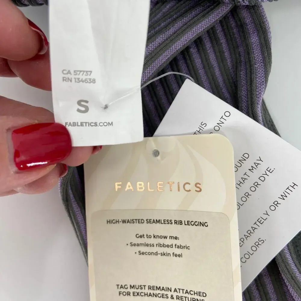 Fabletics Leggings Size S High Waist Ankle Seamless Ribbed Purple‎ Gray